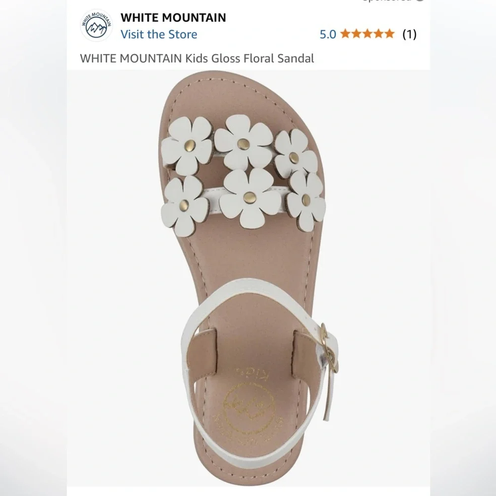 WHITE MOUNTAIN Kids Gloss Floral Sandal🤍